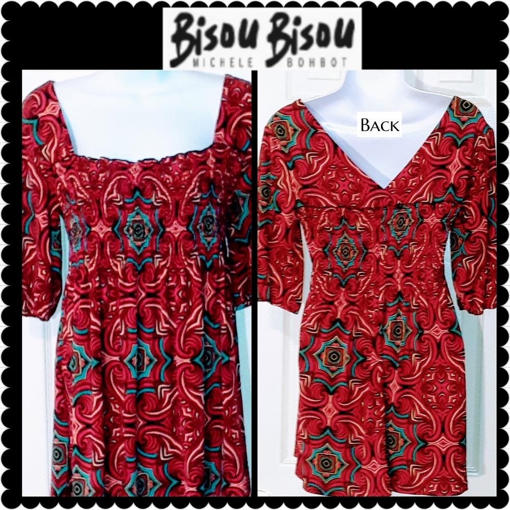 BISOU BISOU RED PATTERN BLOUSE